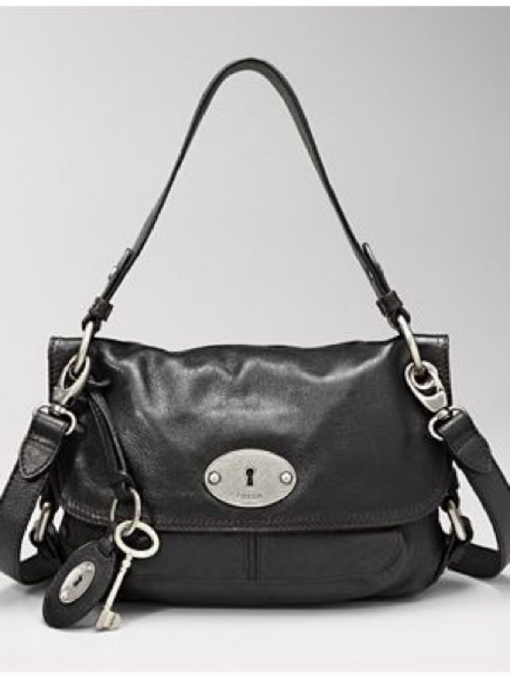 NEW Fossil Maddox Black Leather Shoulder Bag “Long Live Vintage 1954 reissue”